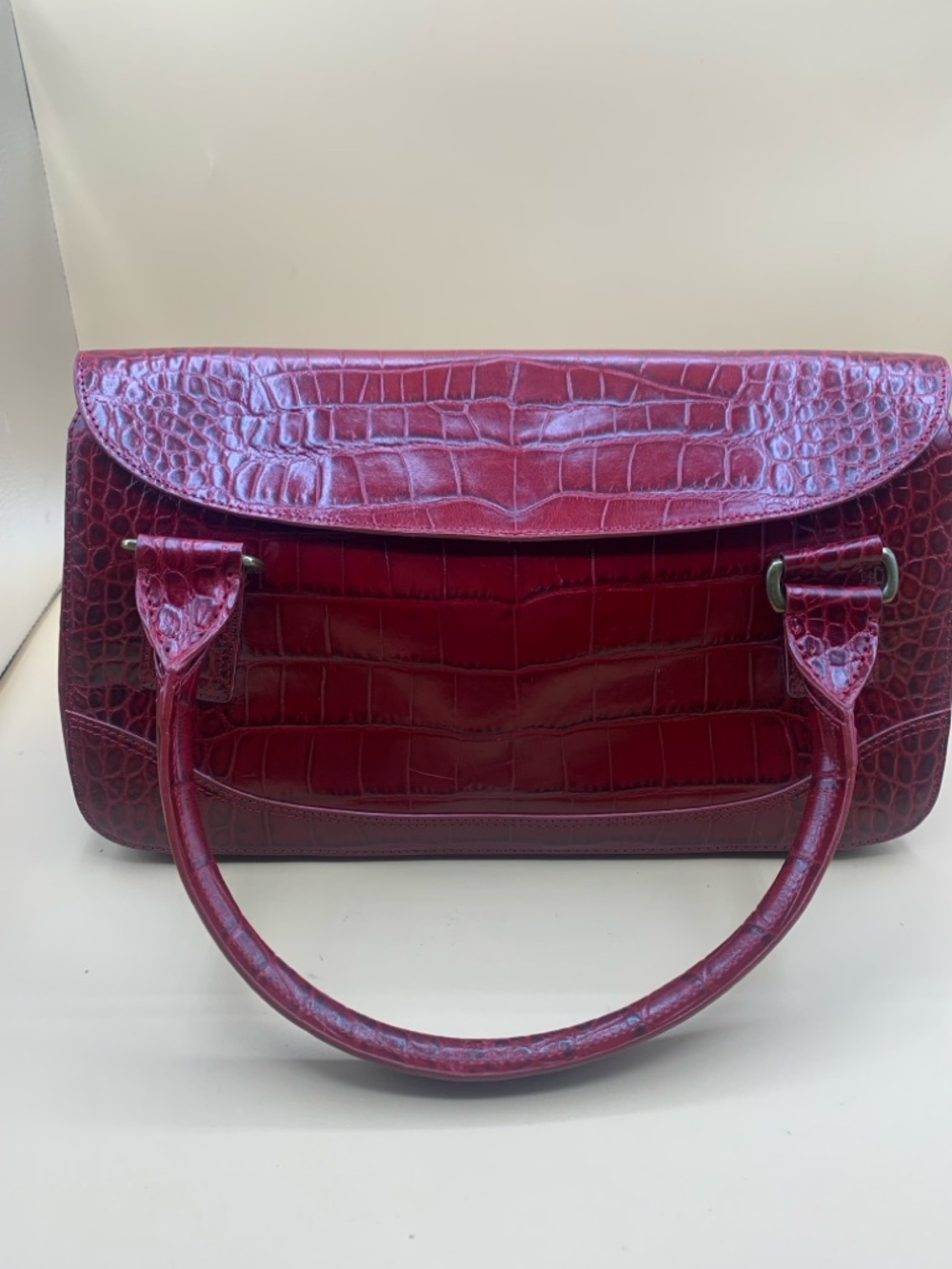 Monsac Faux-Croc Satchel in Deep Berry